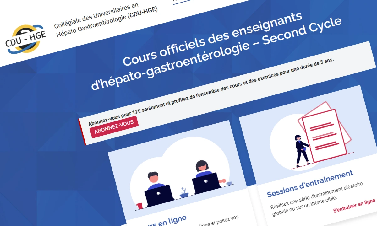 Capture d'écran du site Cours officiels