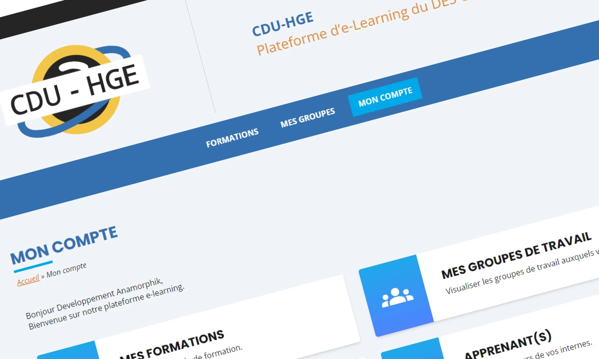 Capture d'écran du site HGE elearning
