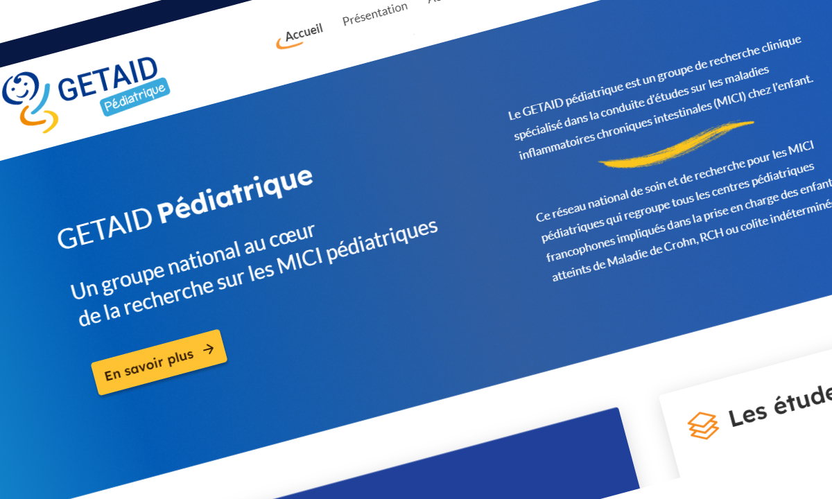 Capture d'écran du site du GETAID pédiatrique